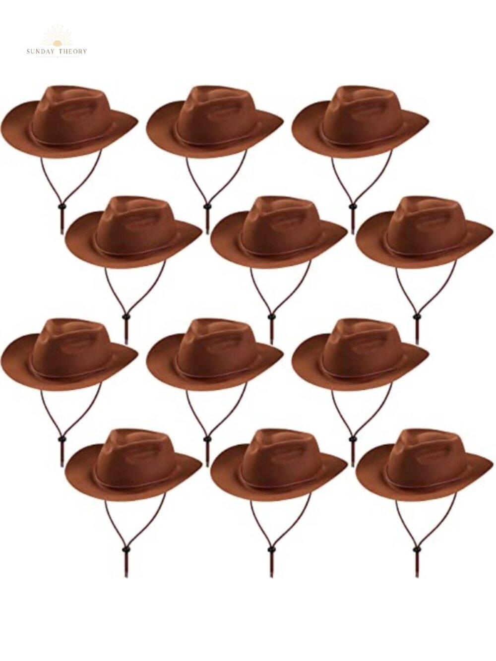 12 Pack Disposable Plastic Cowboy Hats Adult Party Favors Wide Brim